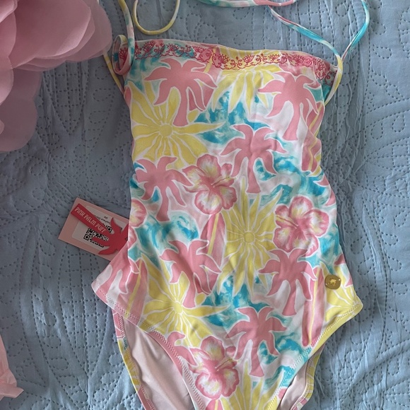 Pink Palm Puff Swimsuit Size S - Picture 2 of 5